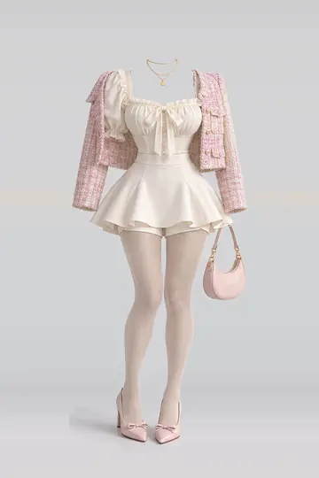 Cream blouse + ribbon