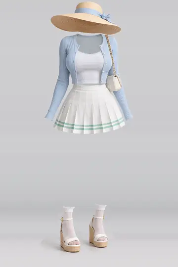 开衫 + 短裙