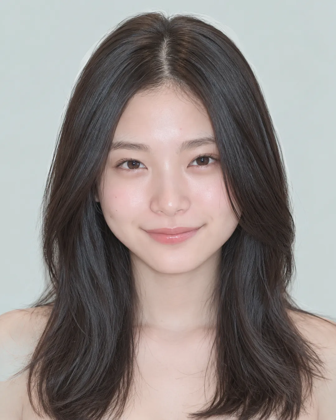 半长黑发光泽层次