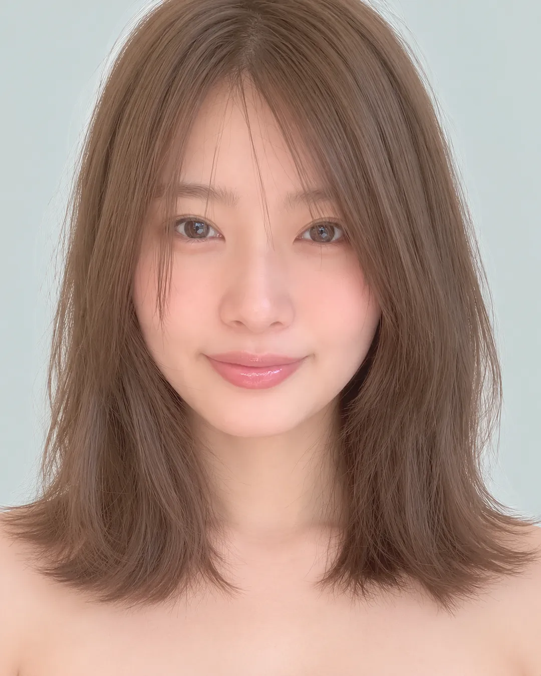 锁骨长度层次波波(灰米色)
