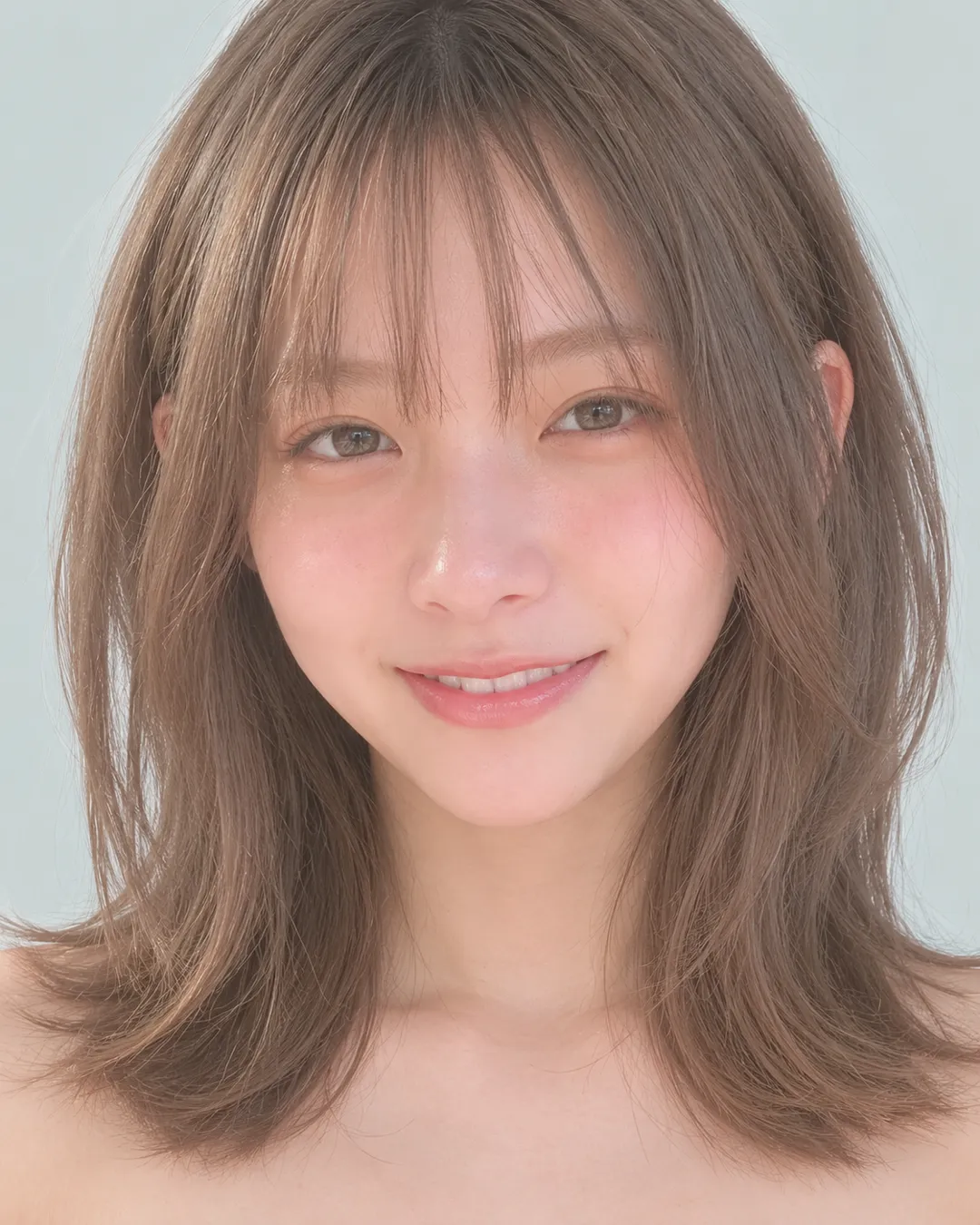 浅色奶茶灰米中长发